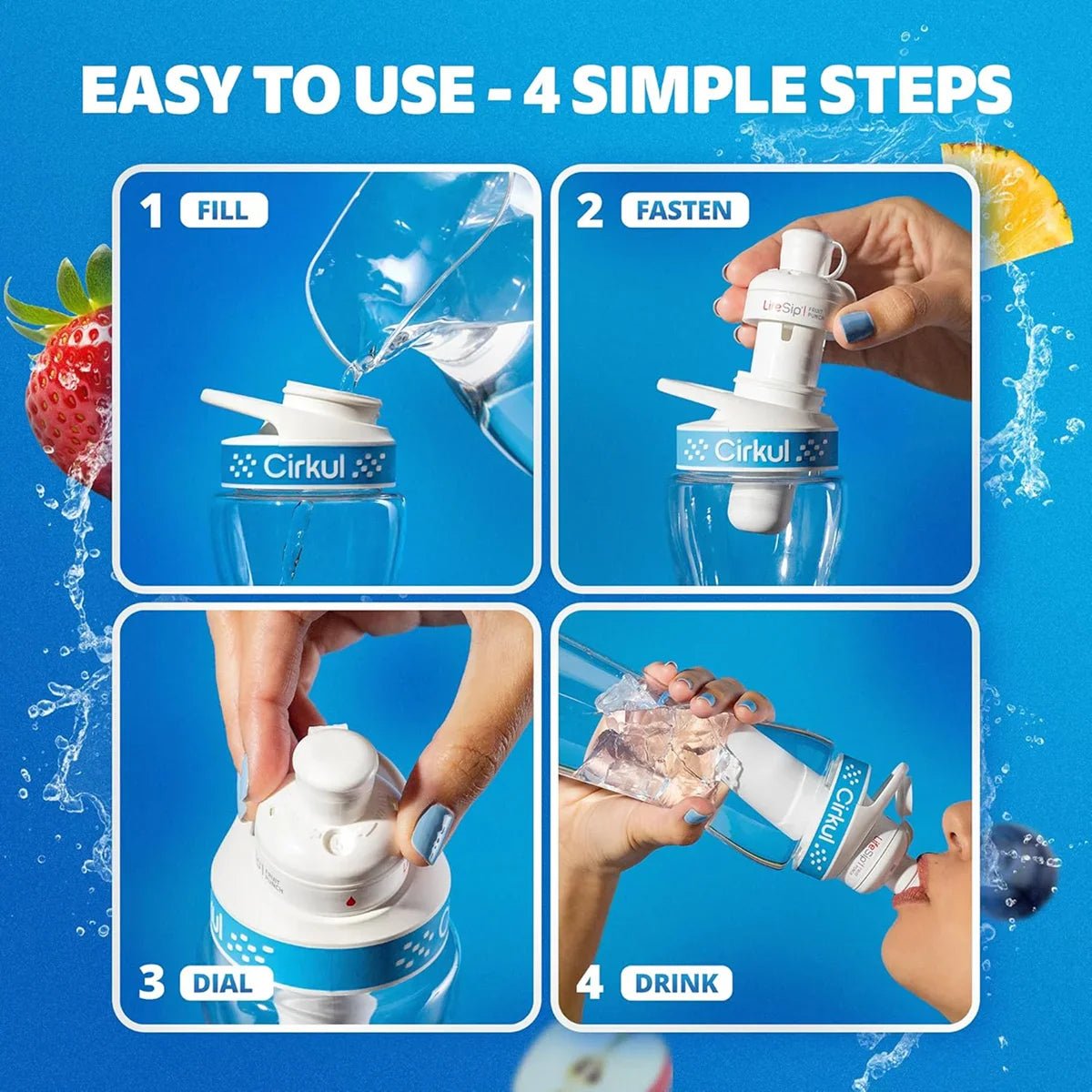 22oz. Plastic Bottle & Blue Comfort Grip Lid - Image 4